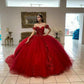 Most Beautiful Luxurious Red Tulle Quinceanera Dress,Sweet 15 Dress,Red Ball Gown Y1209