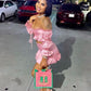 21st Birthday Outfits Black Girl Pink Two Piece Party Dress Short Homecoming Dress  Y688